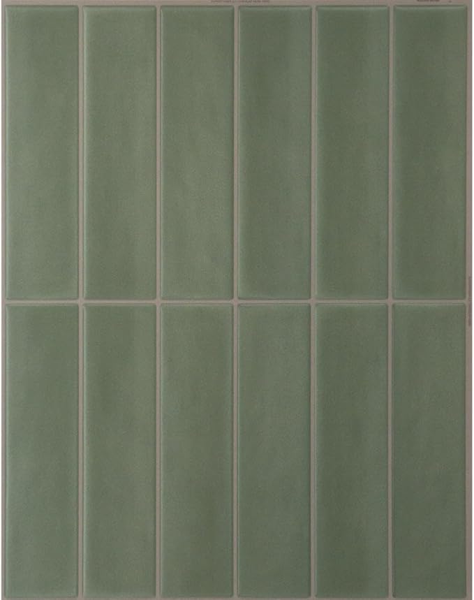 Smart Tiles Peel and Stick backsplash, Stacked Olive Green, 11.43"x9" | Pack of 5 (3.5 sq ft), Matte, Heat/Moisture Resistant, Low VOC, Kitchen/Bathroom, Renter Friendly, Made in Canada