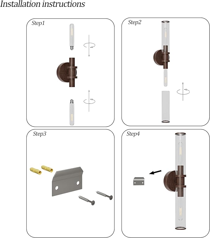 Rayogale Walnut Wireless Battery Operated Wall Sconces with Remote Control | Glass Rechargeable Wall Lights Set of 2 with Timer Function Dimmable for Living Room Bedroom Emergency 3000K, 20.5 Inch