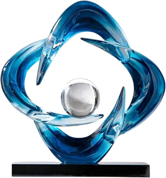 AWNR Gold Abstract Sculpture House Decor Aesthetic - Home Décor Accents for Nightstand, Shelves, Dining Room, Entryway Table, Office, Desk Accessories (Blue c)