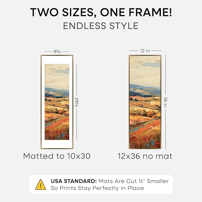 Homeforia 12x36 Picture Frame Bronze, High End Metal 12by36 Brass Poster Frames with Mat 10x30 Photo, 12 x 36 Panoramic Frames Matted to 10 by 30 Art, 36by12 Frames, Tempered Glass, Wall Kit, Set of 1