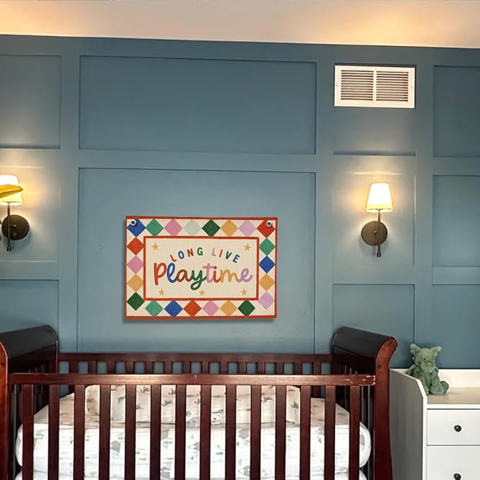 Playroom Wall Decor, Toddler Classroom Playroom Decor Hanging Linen Banner,Play Room Wall Decor for Nursery, 20x30 Inch