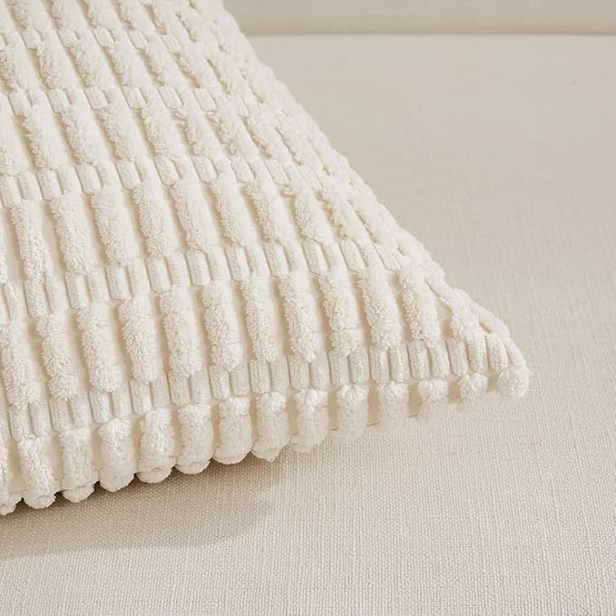 Fancy Homi 4 Packs Decorative Throw Pillow Covers for Living Room Couch Bed, Modern Farmhouse Boho Home Décor Accent Cushion Case, 24" x 14", Cream