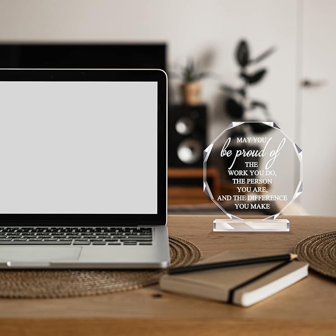 Bucherry 10 Pcs Employee Appreciation Awards for Coworker Acrylic Thank You Trophy May You Be Proud of The Work You Do Sign Prizes Retirement Goodbye Farewell Gift for Women Men(Octagon)