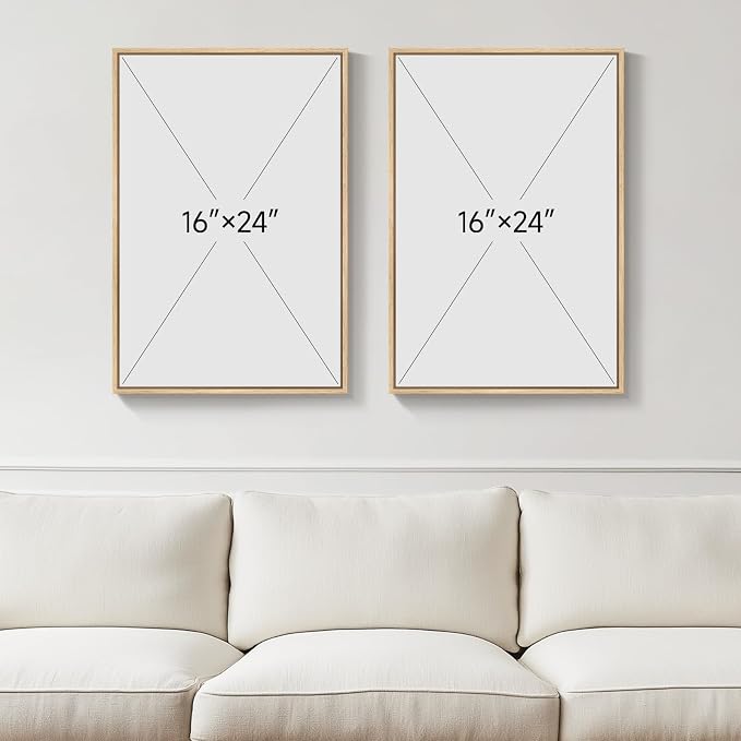 Framed Neutral Abstract Wall Art for Living Room, Set of 2 Modern Beige and Taupe Canvas Paintings Prints Artwork for Walls, Woman Silhouette Pictures Wall Decor for Bedroom Home Office, 16x24 Inch