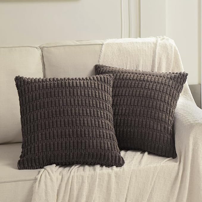 Fancy Homi 4 Packs Decorative Throw Pillow Covers for Living Room Couch Bed, Modern Farmhouse Boho Home Décor Accent Cushion Case, 16" x 16", Dark Brown