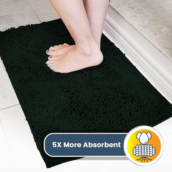Muddy Mat® | Super Water Absorbent Door Mat Indoor, Microfiber Quick Dry Chenille Entryway Rug,Slip Resistant Front Door Mat,Indoor Mats for Entryway,Machine Washable Pet Rug, Hunter Green 22" x 36"