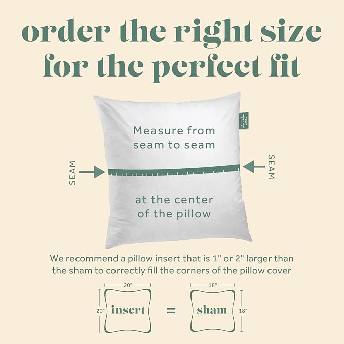 ComfyDown 19x19 Throw Pillow Insert, Down & Feather Fill, 100% Cotton Cover, Made in USA – Premium Soft Decorative Pillow Form Sham Stuffer for Bed, Sofa & Couch
