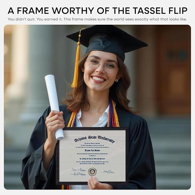 Homeforia 8.5x11 Diploma Frame Black Wood, High End Oak 8.5 x 11 Certificate Frames, 11x8.5 Black Document Frames for Wall or Tabletop, 8.5 by 11 Award Wooden Frame, Tempered Glass, Wall Kit, Set of 3