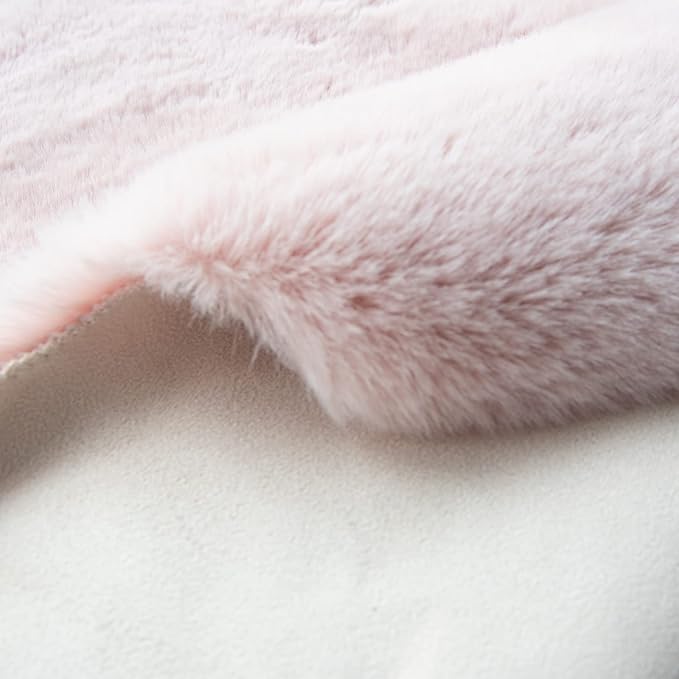 ORINOVA Small Pink Fuzzy Faux Rabbit Shaggy Fur Rug Furry Washable Runner Rug 2x6 Fluffy Rugs for Bedroom Living Room Nursery Rugs Teen Room Décor