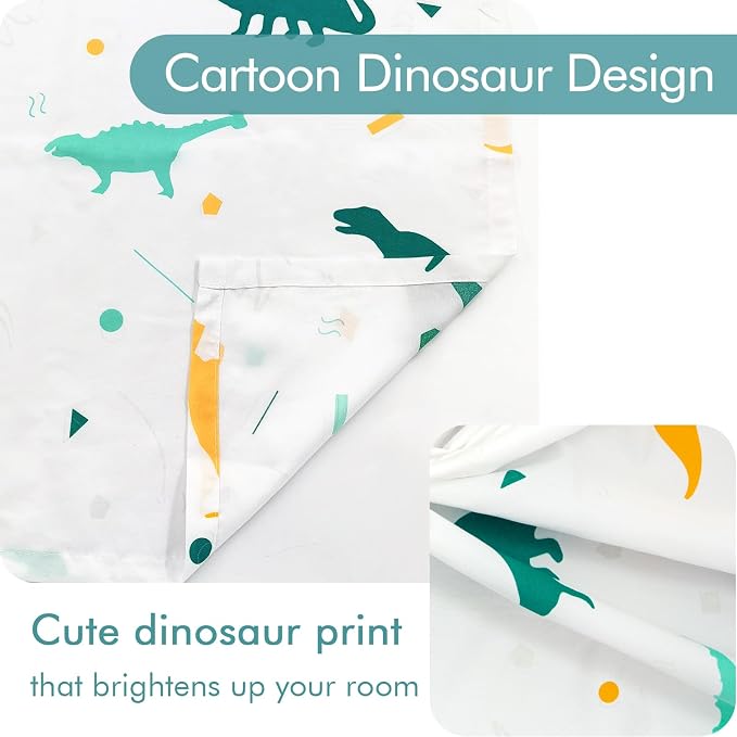 Dinosaur Curtains for Boys Bedroom Glow in the Dark Cartoon Rod Pocket Kids Boys Girls Simple Childish Cute Dino Wildlife Animals Pattern Window Drapes Nursery Bedroom Playroom Living room 2 Panels