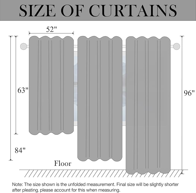 Leeva Decorative Kitchen Curtains, Drapes for Living Room 84 Inch Length 2 Panels, Geometric Pattern Grommet Solid Window Treatments, 52 x 84, Cyan