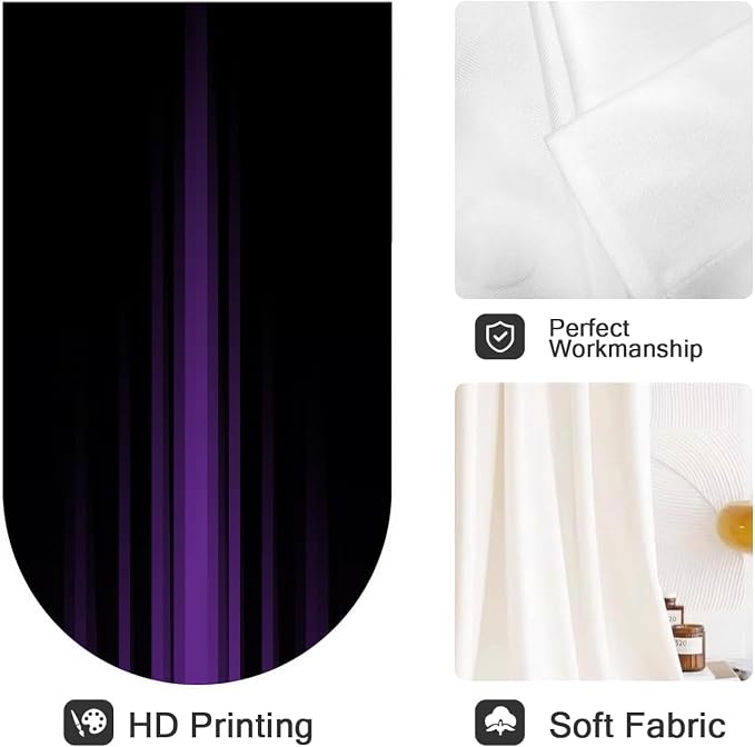 Coxila Purple Ombre Kitchen Curtains 27.5 x 36 Inch, Black Gradient Window Treatment Tiers, Small Short Fabric Rod Pocket Drapes for Bathroom, Aesthetic Gothic Decor, 2 Panels