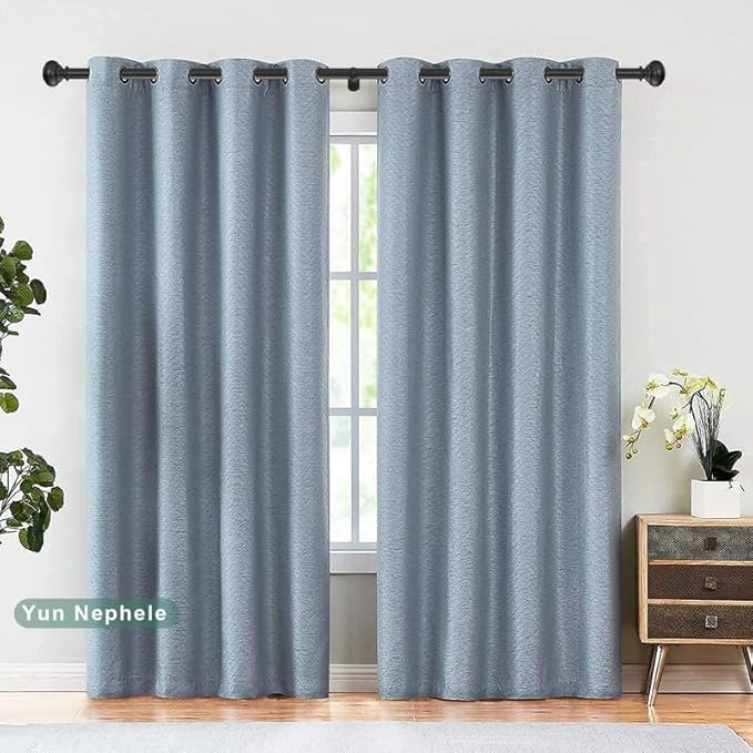 Heavy Duty Curtain Rods, 1 1/8" Diameter Curtain Rod for Window 36-72 Inch(3-6ft), Single Drapery Rods with Classic Finials and Adjustable Aluminum Alloy Brackets, Matte Black