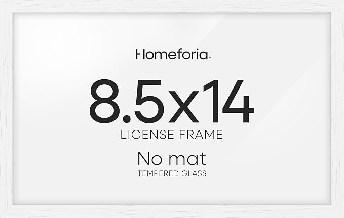 Homeforia 8.5x14 Marriage License Frame White, High End Oak 8.5x14 Certificate White Wood Frames, 8.5by14 Wooden Frame for Wall & Tabletop, 8.5 by 14 Picture Frames, Tempered Glass, Wall Kit, Set of 2