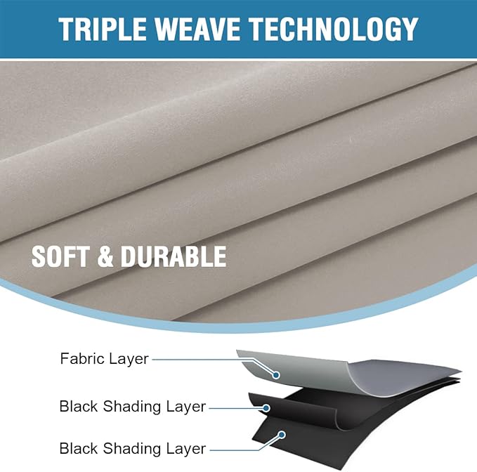 H.VERSAILTEX 100% Blackout Curtains for Bedroom with Black Liner Full Room Darkening Curtains 96 Inches Long Thermal Insulated Back Tab/Rod Pocket Window Drapes for Living Room, 2 Panels, Warm Taupe