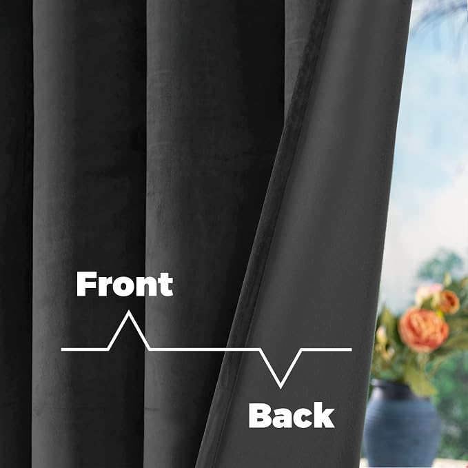 BGment Grey Velvet Curtains 78 Inches Long, Luxury Thick Thermal Insulated Blackout Velvet Curtains Noise Reduce Back Tab and Rod Pocket Privacy Drapes for Bedroom/Living Room, 2 Panels, 52 x 78 Inch