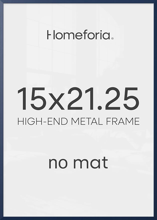 Homeforia 15x21.25 Navy Blue Puzzle Frame, High End Metal 15 x 21.25 Picture Frames without Mat, 21.25x15 Thin Poster Frame for Wall, 15 by 21.25 Puzzle Photo Frame, Tempered Glass, Wall Kit, Set of 2