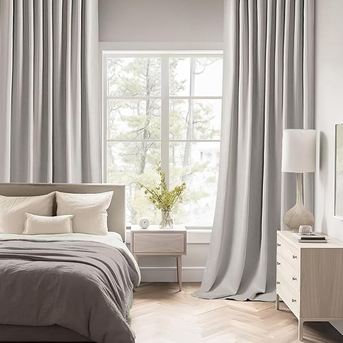 MIULEE Cobblestone Back Tab Blackout Curtains 90 Inches Long 2 Panels Set for Living Room Bedroom Privacy, Rod Pocket/Pinch Pleat Thermal Insulated Room Darkening Pleated Light Blocking Drapes