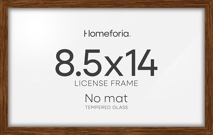 Homeforia 8.5x14 Marriage License Frame Brown, High End Dark Oak 8.5 x 14 Certificate Frames, 8.5by14 Walnut Wood Frame for Wall & Tabletop, 8.5 by 14 Wooden Frames, Tempered Glass, Wall Kit, Set of 2