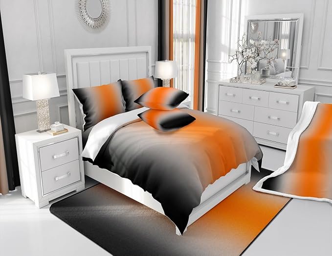 jejeloiu Orange Darkening Drapes (2 Panels, 52 x 96 Inch) Ombre Black Curtains for Bedroom Living Room for Kids Decor Gradient Style Blackout Curtains Abstract Window Treatments