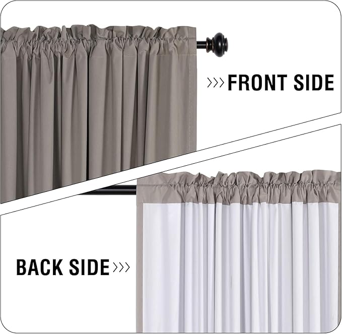 H.VERSAILTEX 100% Black Out Curtains 63 inch Long 2 Panels Set Noise Canceling Drapes for Bedroom Heat Blocking Rod Pocket Curtains Thermal Insulated Living Room (52x63 inch, Taupe)