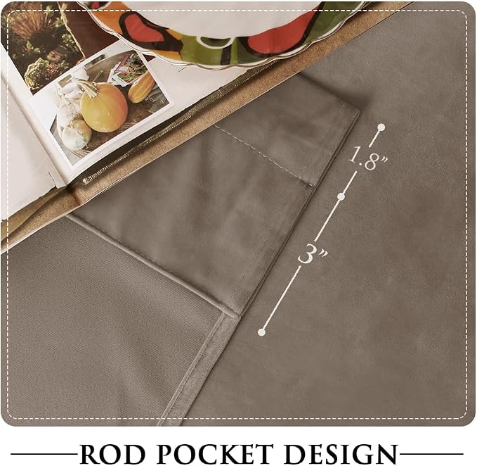 StangH Taupe Velvet Curtains 108 inches Long, Luxury Home Decoration Thermal Insulated Privacy Window Drapes for Bedroom Sliding Door, W52 x L108, 2 Panels | Luxury Living Room Decor, Farmhouse Curtains, Thermal Insulation, Room Darkening, Living Room,...