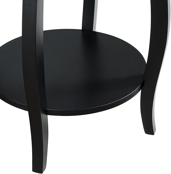 Powell Furniture Round Table with Shelf, Black
