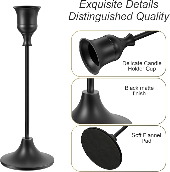 NLBTW Taper Candle Holders Bulk, Set of 24 Black Vintage Candle Sticks Holder Decor Home Decor Centerpieces for Table Festive Wedding Decorations