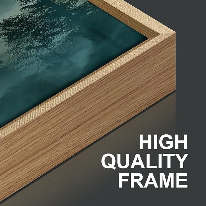 SIGNINART Large Boho Mountain Framed Canvas Wall Art Set, Nature Pine Tree Wall Painting, Abstract Foggy Forest Wall Decor, Modern Sunrise Art Prints for Bedroom Living Room and Office - 16"x24"x3