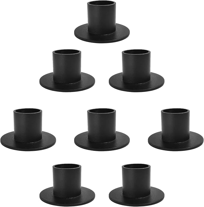 Gute Taper Candle Holder, Candle Holders for Pillar Candles, Matte Black Candlestick Holder Centerpieces for Home Decoration, Wedding Anniversary, Party, Housewarming Gifts,Set of 8,Round