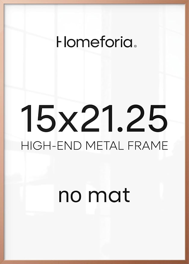 Homeforia 15x21.25 Rose Gold Puzzle Frame, High End Metal 15 x 21.25 Picture Frames without Mat, 21.25x15 Thin Poster Frames for Wall, 15by21.25 Puzzle Photo Frames, Tempered Glass, Wall Kit, Set of 1