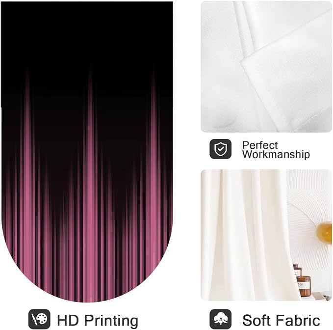 Coxila Pink and Black Window Curtains for Bedroom 42 x 63 Inch Rod Pocket Ombre Dark Girls Girly Gothic Goth Women Modern Abstract Cool Anime Art Living Room Treatment Set of 2 Curtain Panels Drapes