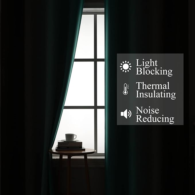 Estelar Textiler Brown and Teal Blackout Curtains 45 Inch Length, Light Blocking Gradient Drapes for Bedroom, Thermal Insulated Grommet Ombre Curtains for Bathroom,52Wx45L,2 Panels