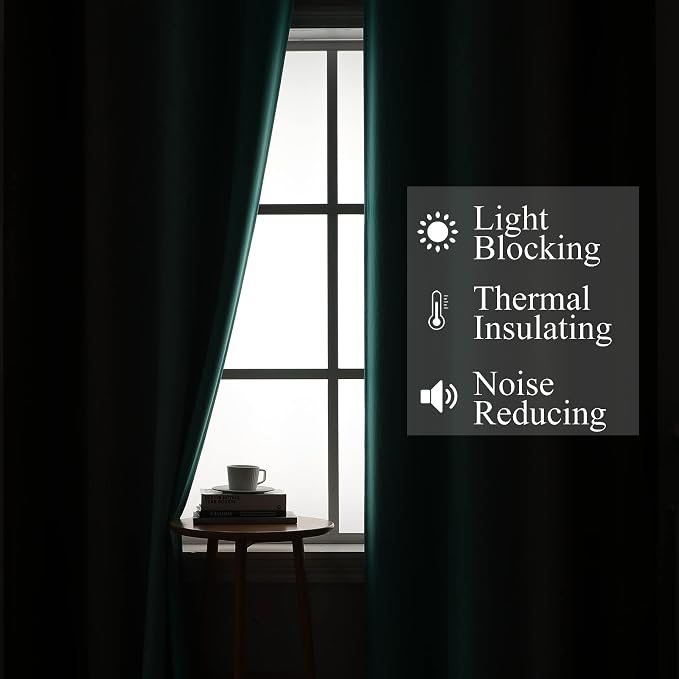 Estelar Textiler Teal and Brown Blackout Curtains for Bedroom, Thermal Insulated Drapes 108 Inches Long, Full Light Blocking Energy Saving Long Curtains for Living Room, 52Wx108L, 2 Panels