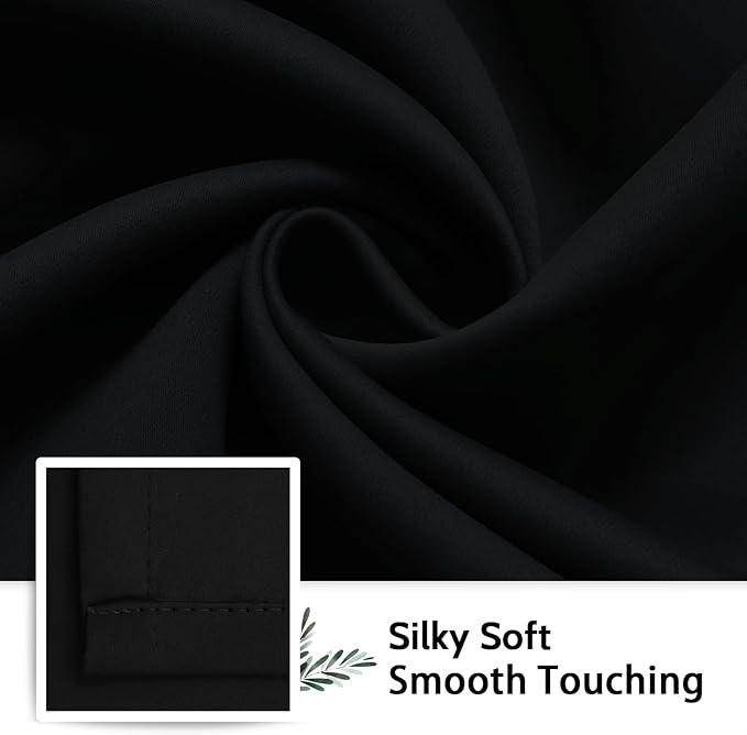 SimpleHome 100% Blackout Curtains for Bedroom,Thermal Insulated Grommet Window Drapes Room Darkening Black Curtains for Living Room with Black Back,52 x 96 Inch,2 Panels