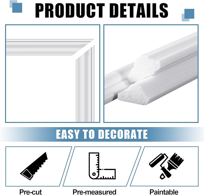 Pangda Peel and Stick Wall Molding Kit, 3D Premade Accent Molding Wainscoting Panel for Interior Wall Moulding Decor, Ready to Assemble Wainscoting Accent Panel(3 Set,24x96 in+48x96 in+ 24x96 in)