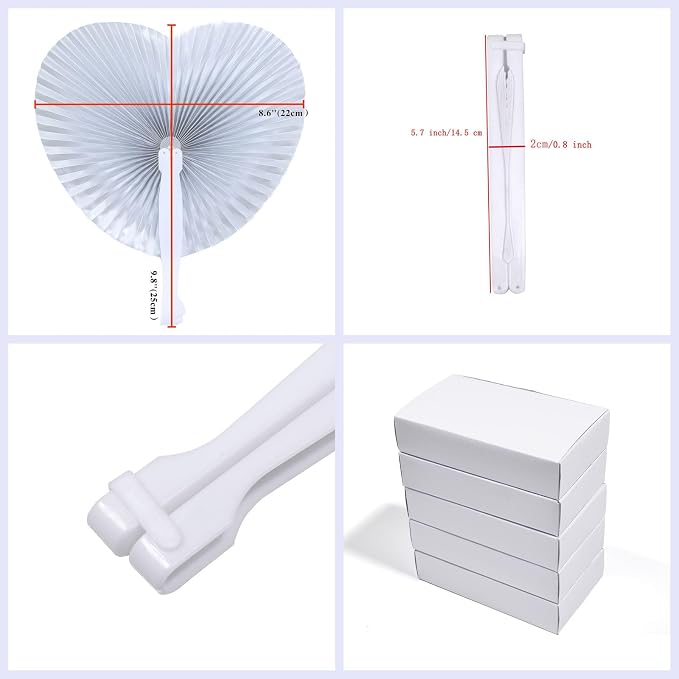 20 Pieces Silver Heart Paper Fans | Foldable Handheld Fans for Women,Folding Hand Fans for Wedding,Bridal Guest,Church,Party Favors,Dancing,Birthday,DIY