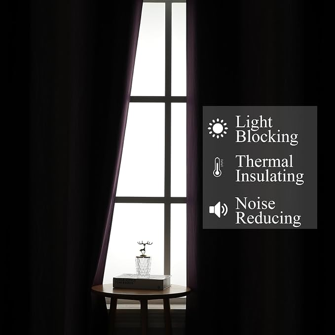 Estelar Textiler Black and Purple Ombre Blackout Curtains 54 Inch Length 2 Panels, Full Room Darkening Gradient Drapes for Window, Thermal Insulated Grommet Short Curtains for Bedroom,52Wx54L