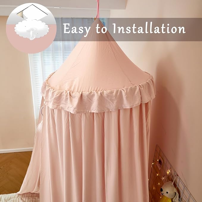 Princess Decor Canopy for Kids Bed, Soft and Durable Bed Canopy for Girls Room Tent Canopy Dreamy Mosquito Net Bedding, Children Reading Nook Canopies Indoor (Pink)