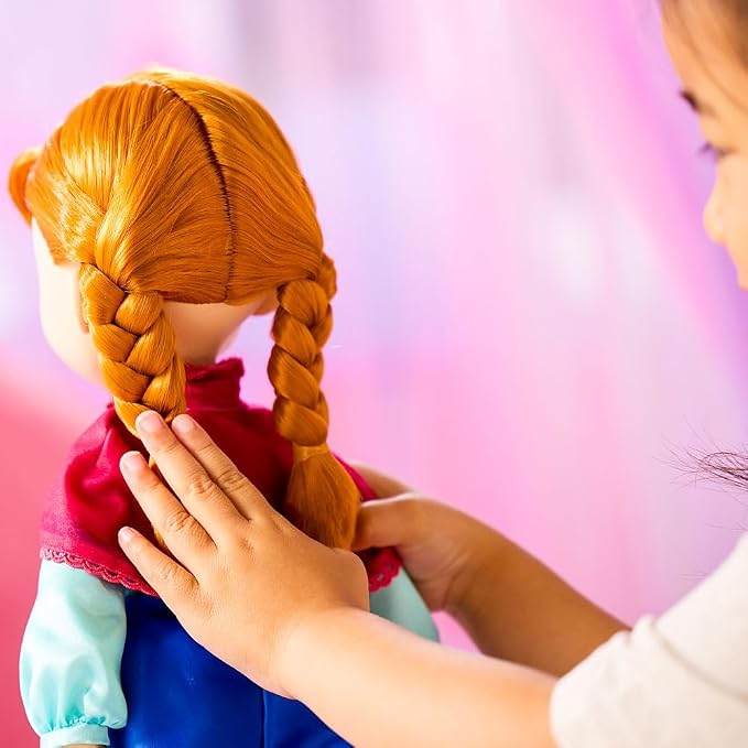 Disney Store Official Anna Once Upon a Story Doll - Disney Princess Toys Featuring Reflective Eyes with 3D Pupil and Iris, Detailed Costume, Hair Comb & Shoes - Comes in Display Box - 16 Inches