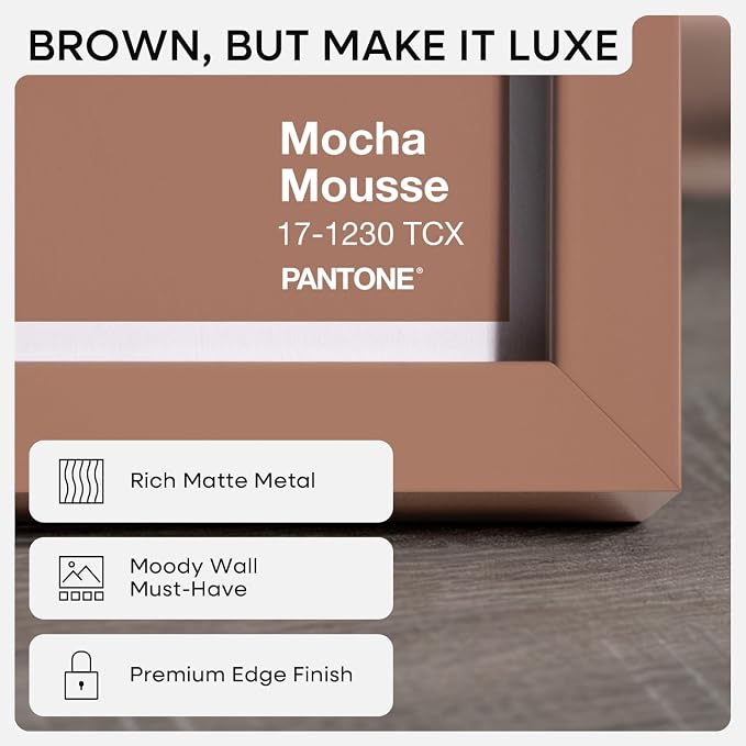 Homeforia 20 x 28 Picture Frame Mocha, High End Metal 20x28 Poster Frames with Mat 14x22 for Photo, 20 x 28 Mocha Frame Matted to 14 x 22 Print, 28x20 Hanging Frame, Tempered Glass, Wall Kit, Set of 1