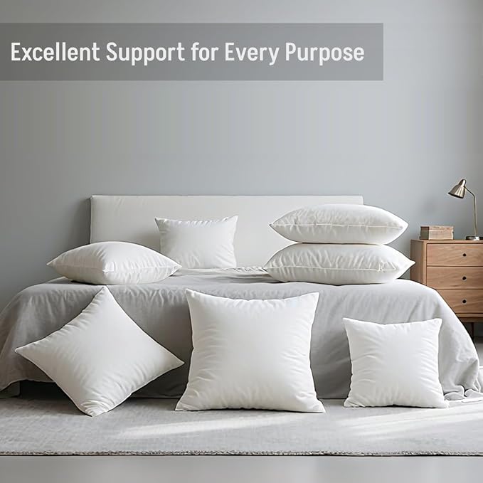 20 x 20 Throw Pillow Inserts Pack of 4 Large White Decorative Square Pillows for Living Room Couch Bed Sofa Cushion Sham Stuffer Indoor
