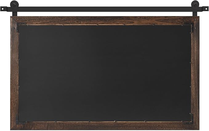 COGOOD Farmhouse Barn Door Mirror - 22 x 29 Rustic Wood Framed Wall Mirror for Bathroom, Living Room, Entryway Wall Decor (Black Brown)