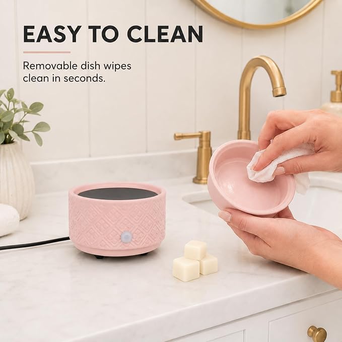 Wax Melt Warmer for Scented Wax,3-in-1Ceramic Wax Warmer Fragrances Candle Oils, Home Fragrance Burner,Electric Candle Warmer Perfect Christmas Gifts for Mom Women(Pink)