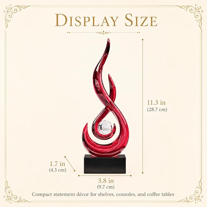 AWNR Abstract Art Deco Decor Statues for Home,Shelves,Table,Living Room, Dining Room,Modern Sculpture Decoraciones of Homes for Sale (Transparent red)