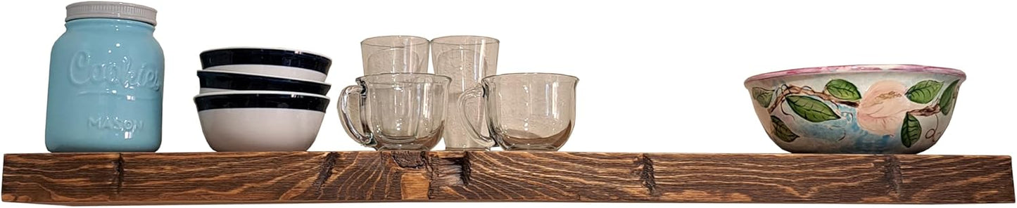 joelsantiques 48 Inch Wooden Floating Shelves for Wall - 48x9x2 in - Made of Natural Wood - Long Heavy Duty Rustic Wall Shelves for Bedroom - Perfect for Living Room, Kitchen - Medium Brown