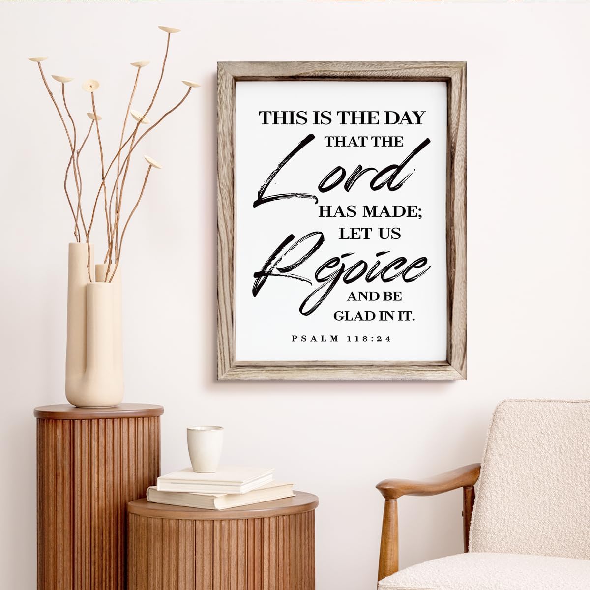 Christian Wooden Wall Sign, Front Door Signs Decor, Home Decor for Porch, Framed Wall Plaque Sign 15 * 11.5 inches, Housewarming Gift, This is the Day that the Lord had Made