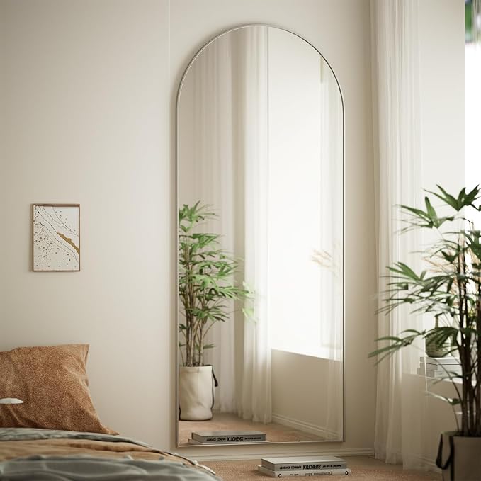 BEAUTYPEAK 71"x26" Full Length Mirror, Arch Full Body Floor Mirror, Wall Mirrors Hanging or Leaning Arched-Top with Stand for Bedroom, Dressing Room, Living Room, Silver