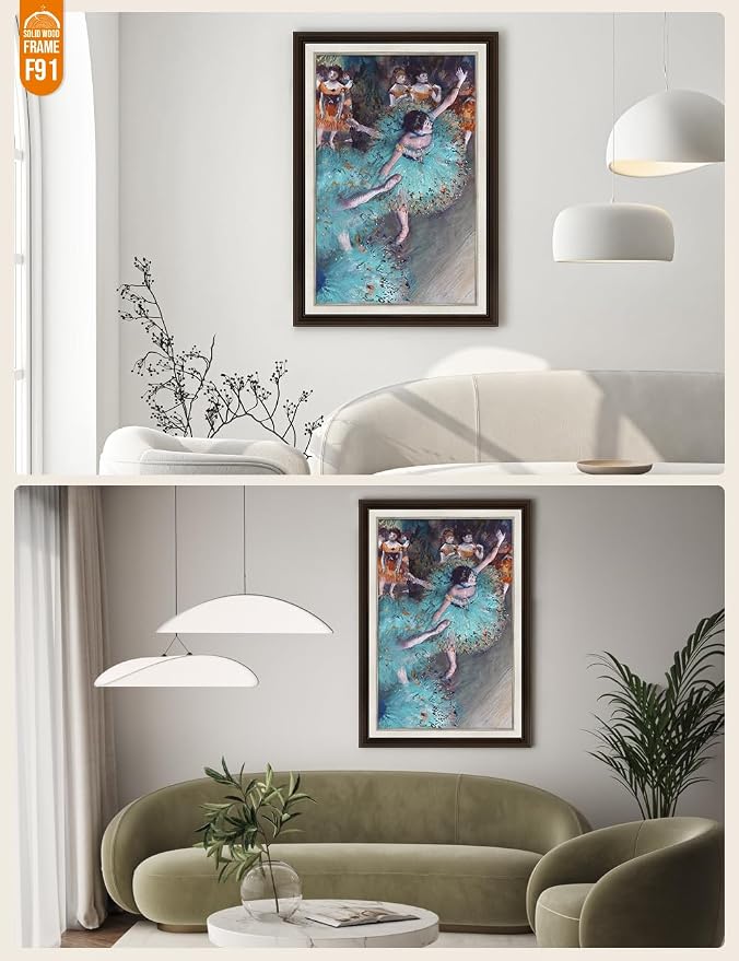 DECORARTS - Dancer in Green by Edgar Degas. World Famous Ballet Painting Reproduction on Giclee Canvas, Customizable Framing Options, Impressionist Wall Art for Living Room or Studio, Ready to Hang