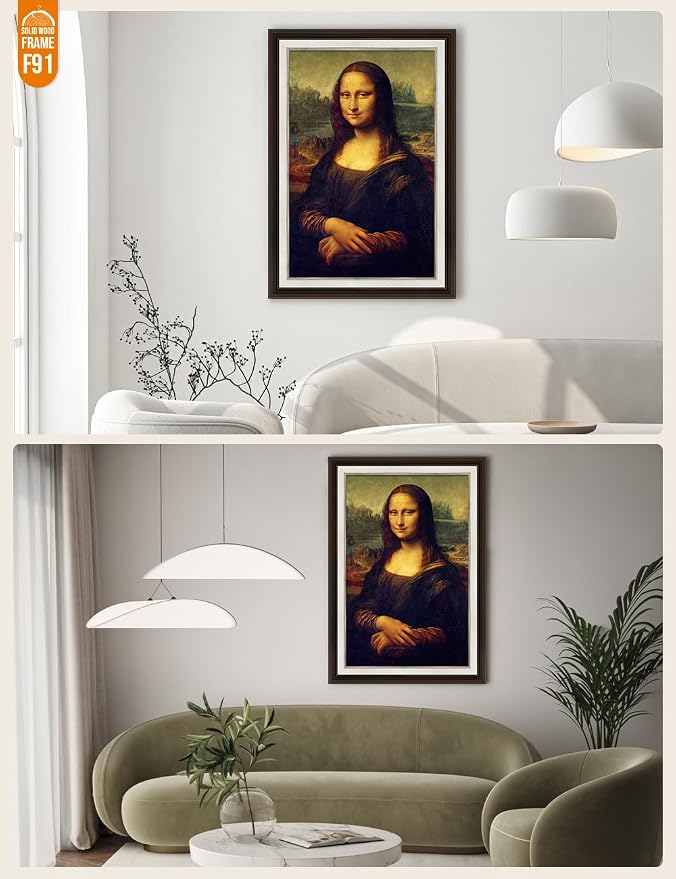 DECORARTS - Mona Lisa by Leonardo DaVinci. World Famous Painting Reproduction. Giclee Prints in Classic Golden Frame Ready to Hang